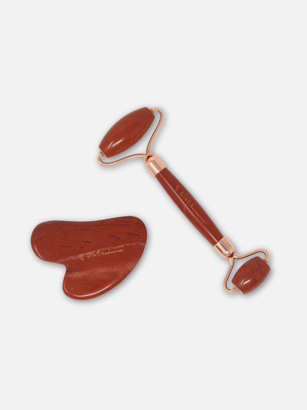 Giada Distributions - Set Gua Sha E Roller In Diaspro Rosso -