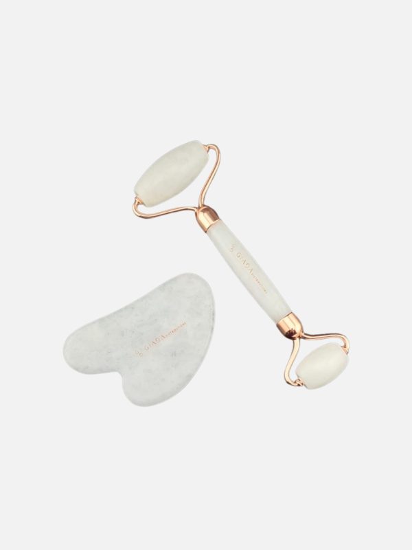 Giada Distributions - Set Gua Sha e Roller in Giada Bianca -