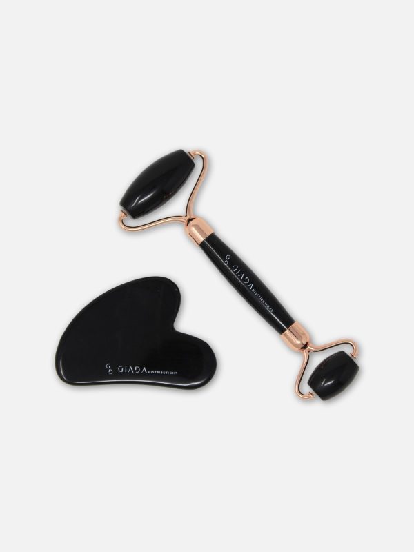 - Set Gua Sha e Roller in Ossidiana -