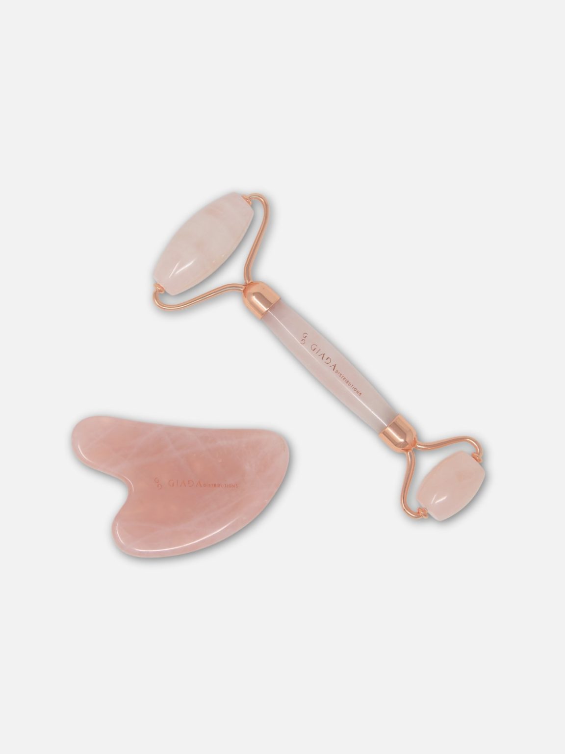 Giada Distributions - Set Gua Sha e Roller in Quarzo Rosa -