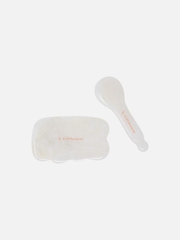 Giada Distributions - Set Gua Sha Nuvoletta e Cucchiaio In Giada Bianca -